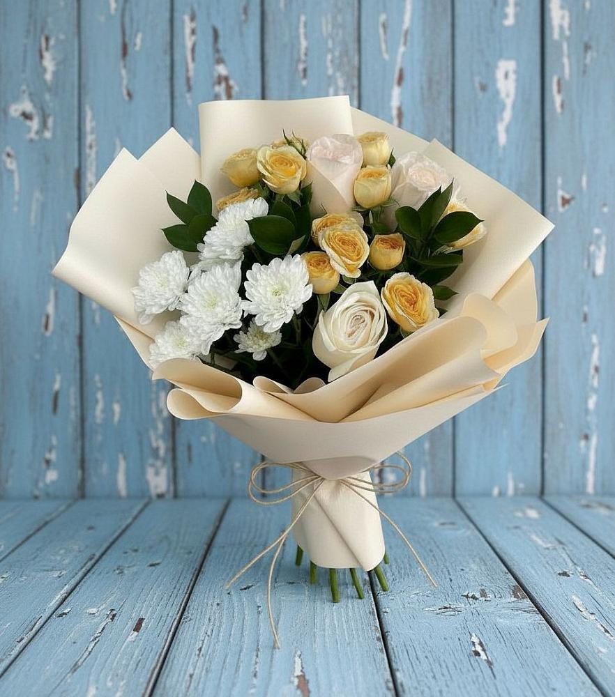 Букет цветов из: Розы и Хризантемы в Борках