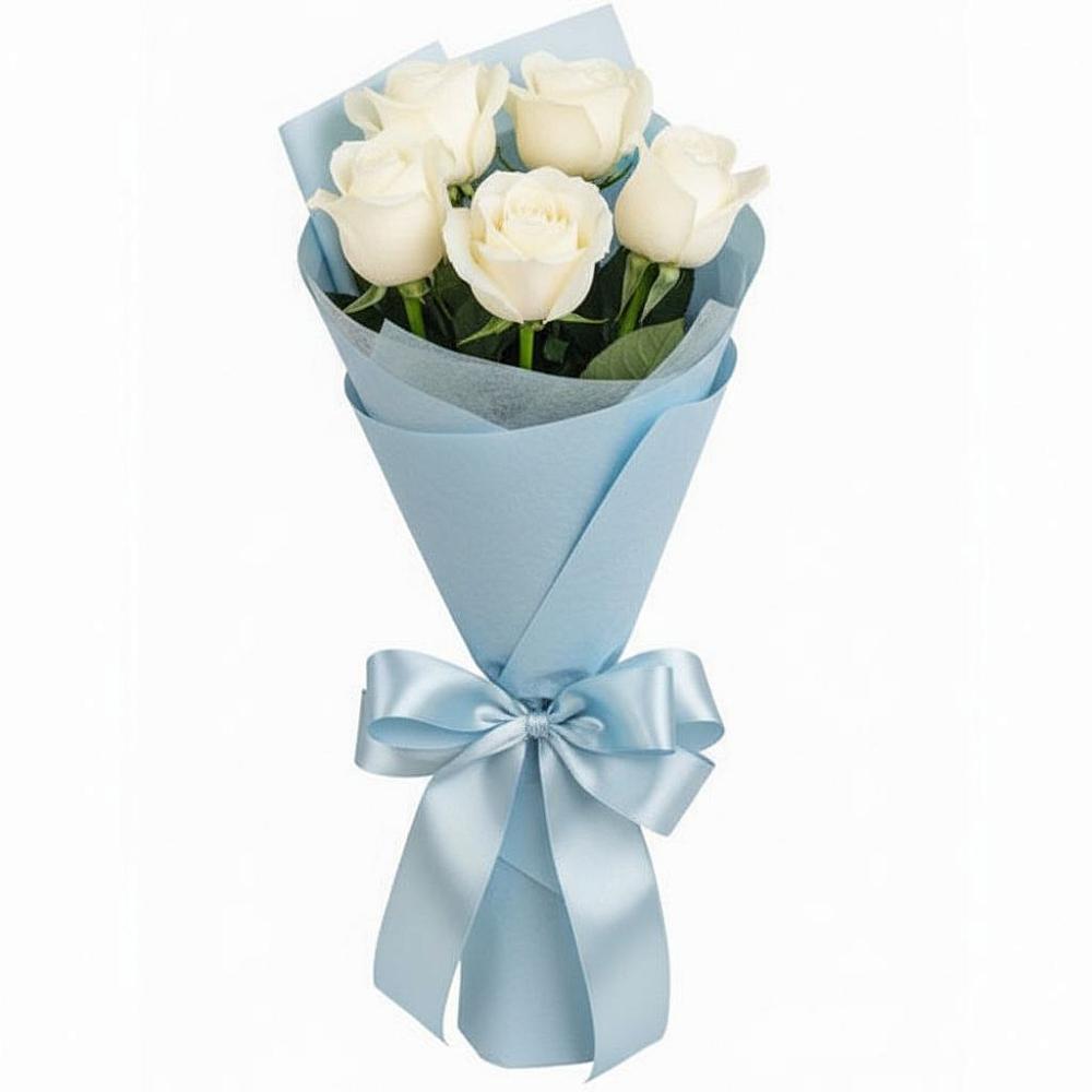 Букет 5 Белых роз Проуд в Борках