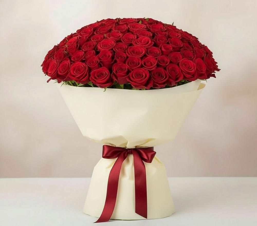 Букет 101 Красная роза Милано в Борках