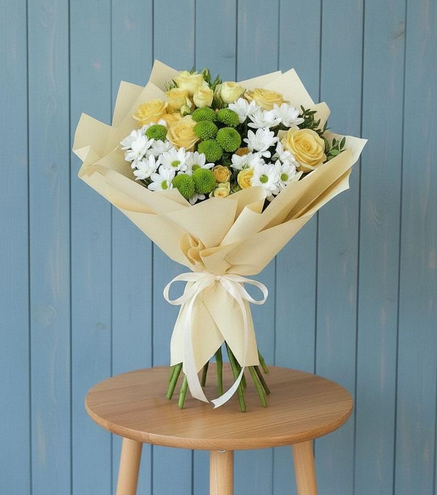 Букет цветов из: Хризантемы и Розы в Борках