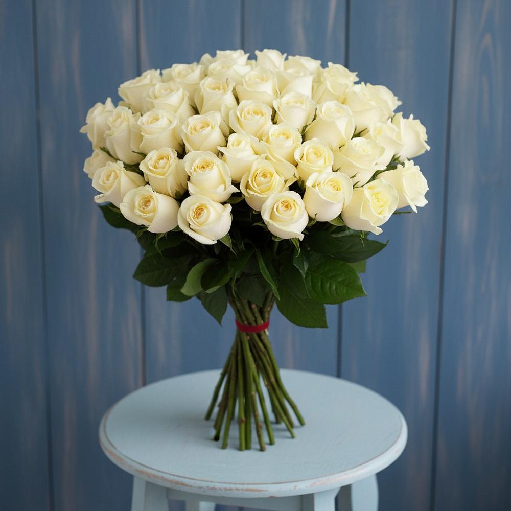 Букет 51 Белая роза Эдлесс Лав в Борках