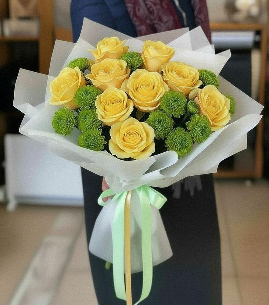 Букет цветов из: Хризантемы и Розы в Борках