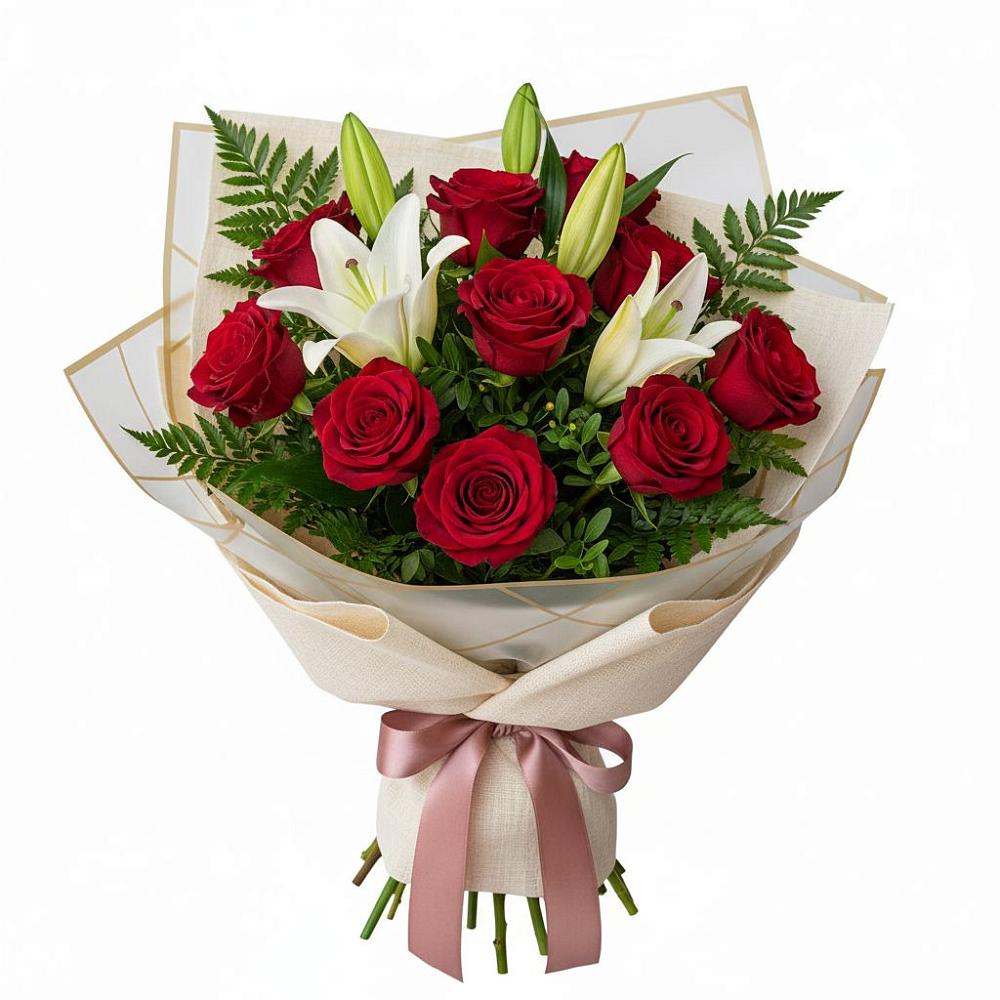 Букет цветов из: Лилии и Розы в Борках