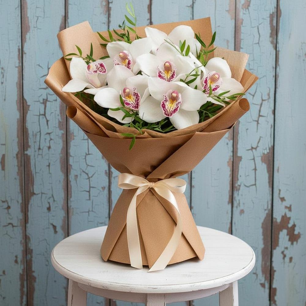 Букет цветов из: Орхидеи и Розы в Борках