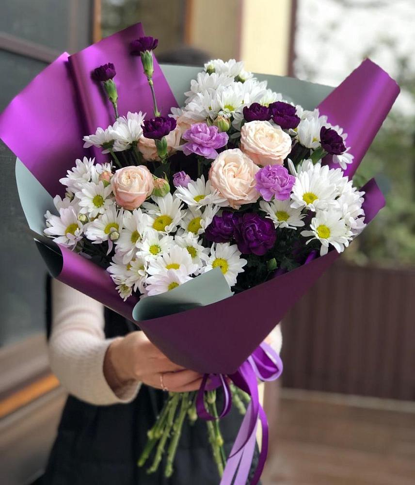 Букет цветов из: Хризантемы, Гвоздики и Розы в Борках