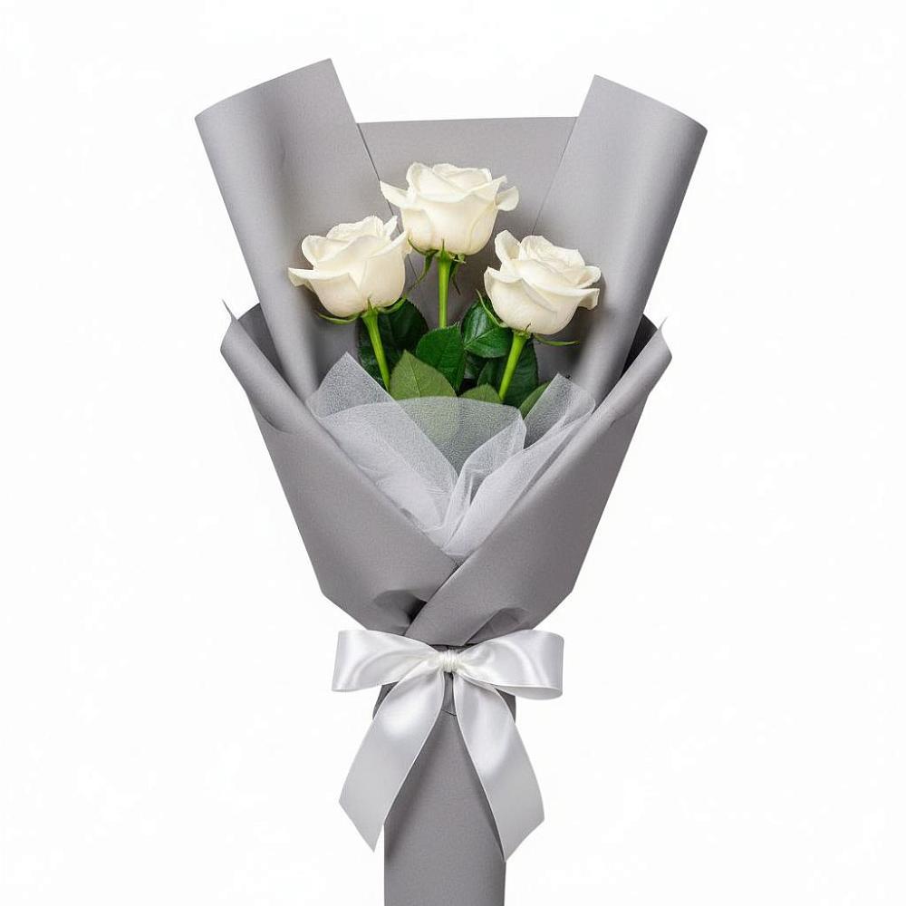Букет 3 белые розы в Борках