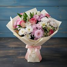 Букет цветов из:  Хризантемы, Альстромерии и Розы в Борках