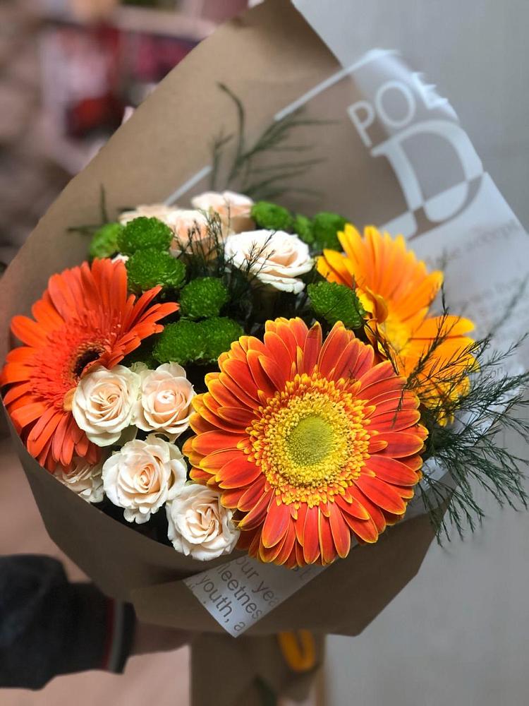 Букет цветов из: Герберы, Хризантемы и Розы в Борках